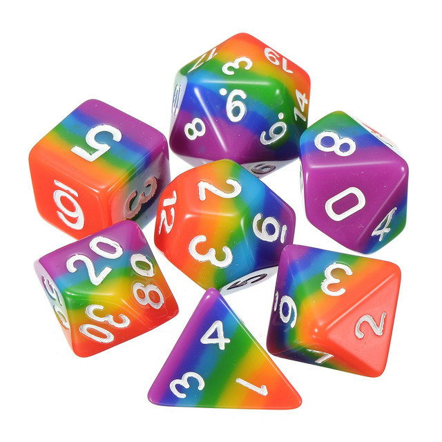 16mm Resin Polyhedral Dice Set Rainbow